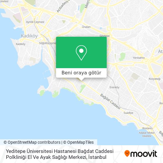 Yeditepe Üniversitesi Hastanesi Bağdat Caddesi Polkliniği El Ve Ayak Sağlığı Merkezi harita