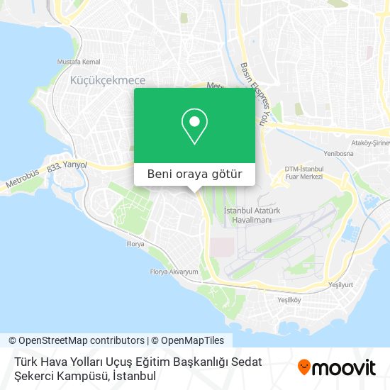 Türk Hava Yolları Uçuş Eğitim Başkanlığı Sedat Şekerci Kampüsü harita