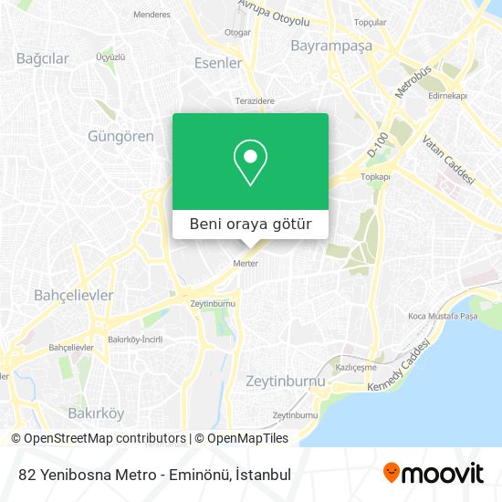 82 Yenibosna Metro - Eminönü harita