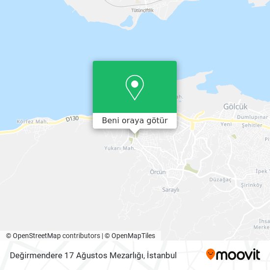 Değirmendere 17 Ağustos Mezarlığı harita