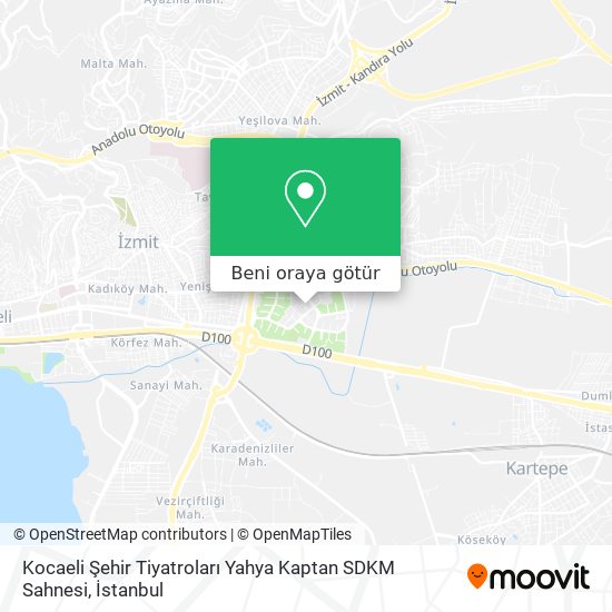 Kocaeli Şehir Tiyatroları Yahya Kaptan SDKM Sahnesi harita