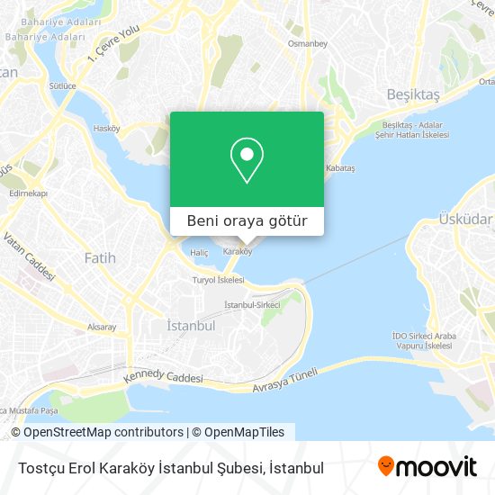 Tostçu Erol Karaköy İstanbul Şubesi harita