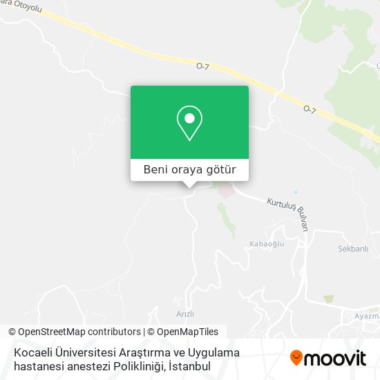 Kocaeli Üniversitesi Araştırma ve Uygulama hastanesi anestezi Polikliniği harita