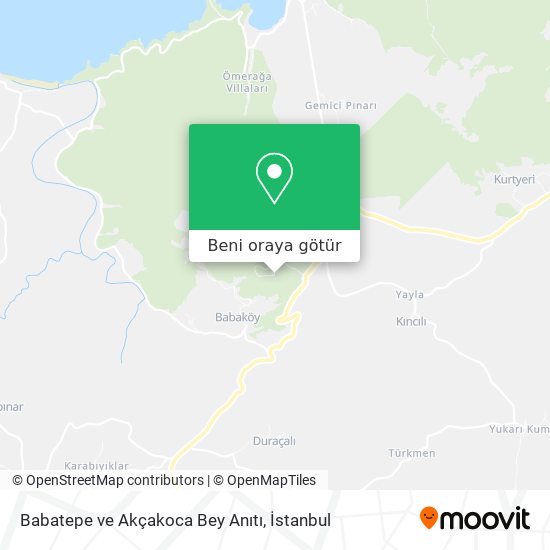Babatepe ve Akçakoca Bey Anıtı harita