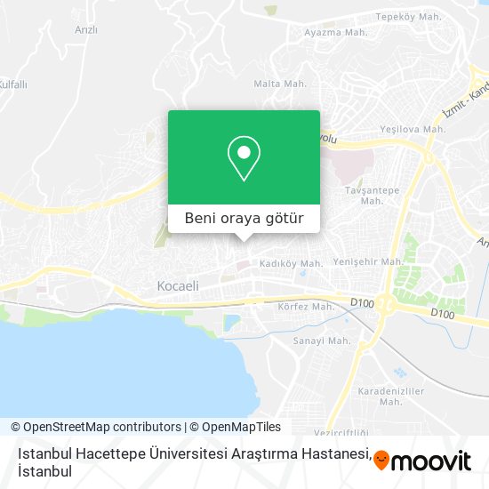 istanbul hacettepe universitesi arastirma hastanesi kocaeli merkezi nerede otobus veya minibus dolmus ile nasil gidilir