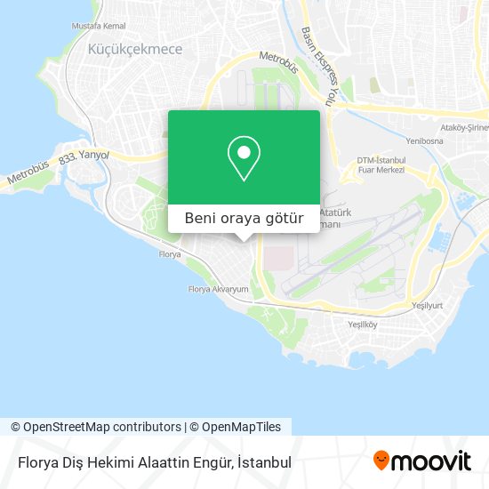 Florya Diş Hekimi Alaattin Engür harita