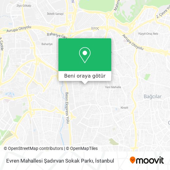 Evren Mahallesi Şadırvan Sokak Parkı harita