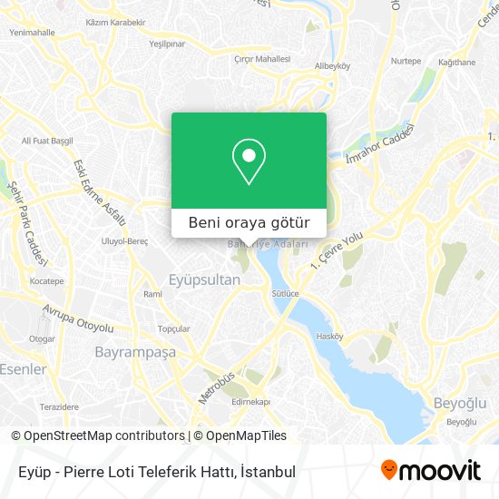 Eyüp - Pierre Loti Teleferik Hattı harita