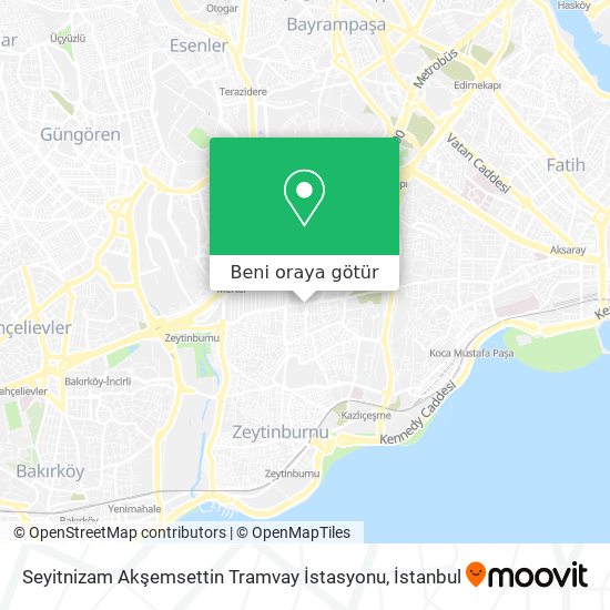 Seyitnizam Akşemsettin Tramvay İstasyonu harita