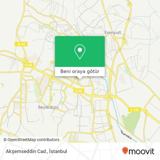 Akşemseddin Cad. harita