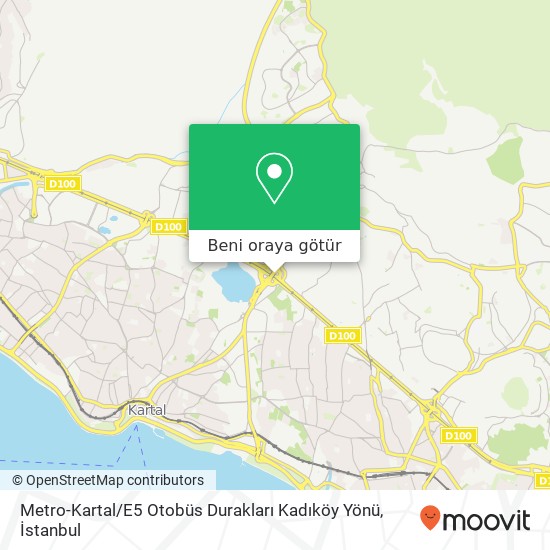 Metro-Kartal / E5 Otobüs Durakları Kadıköy Yönü harita