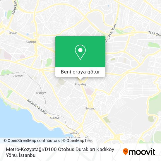 Metro-Kozyatağı / D100 Otobüs Durakları Kadıköy Yönü harita