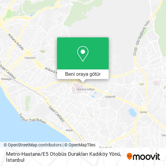 Metro-Hastane / E5 Otobüs Durakları Kadıköy Yönü harita