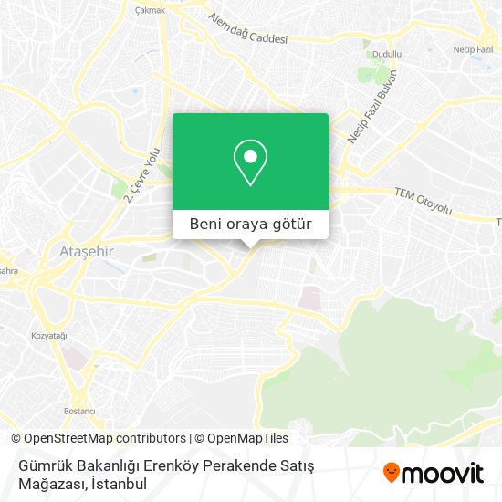 Gümrük Bakanlığı Erenköy Perakende Satış Mağazası harita
