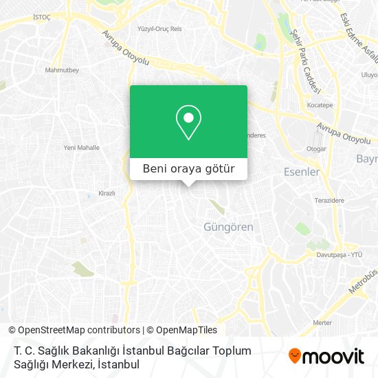 T. C. Sağlık Bakanlığı İstanbul Bağcılar Toplum Sağlığı Merkezi harita