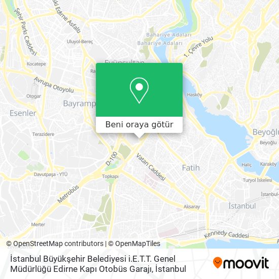 İstanbul Büyükşehir Belediyesi i.E.T.T. Genel Müdürlüğü Edirne Kapı Otobüs Garajı harita