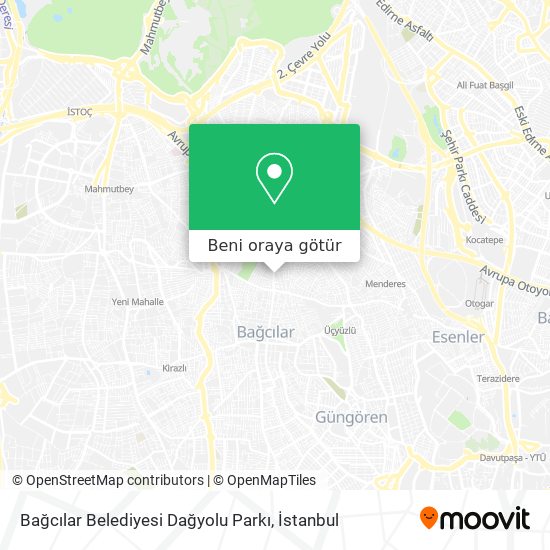 Bağcılar Belediyesi Dağyolu Parkı harita