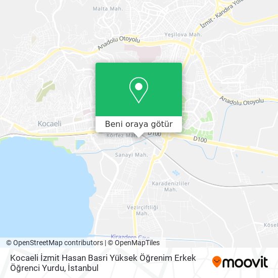 Kocaeli İzmit Hasan Basri Yüksek Öğrenim Erkek Öğrenci Yurdu harita