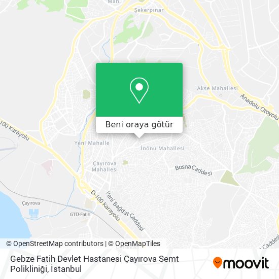 Gebze Fatih Devlet Hastanesi Çayırova Semt Polikliniği harita