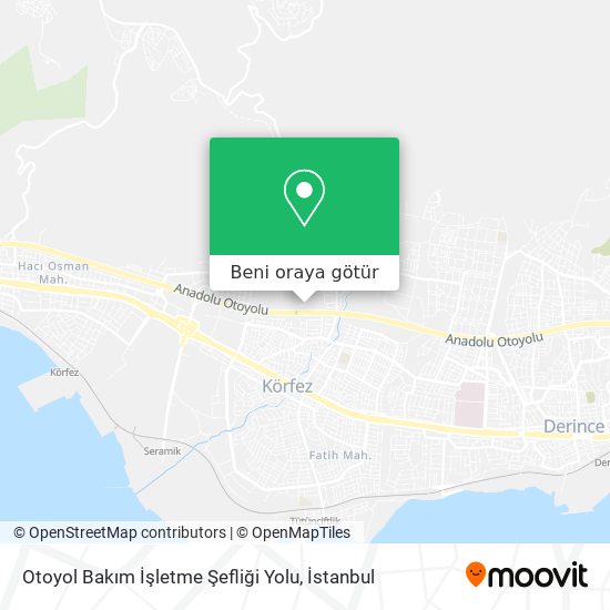 Otoyol Bakım İşletme Şefliği Yolu harita