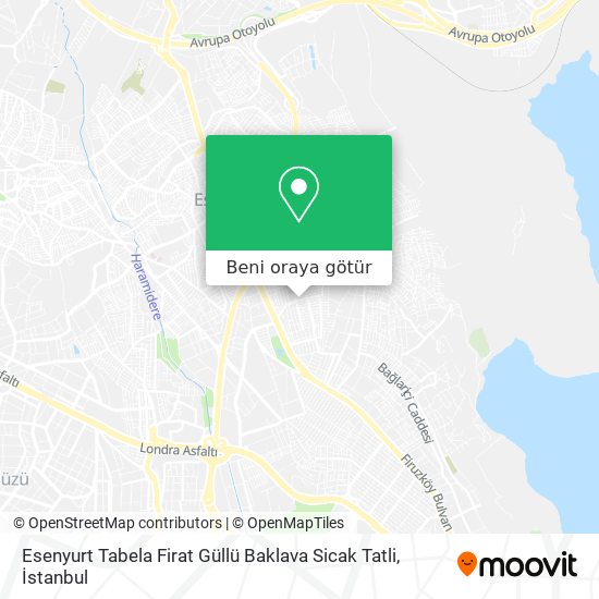 Esenyurt Tabela Firat Güllü Baklava Sicak Tatli harita
