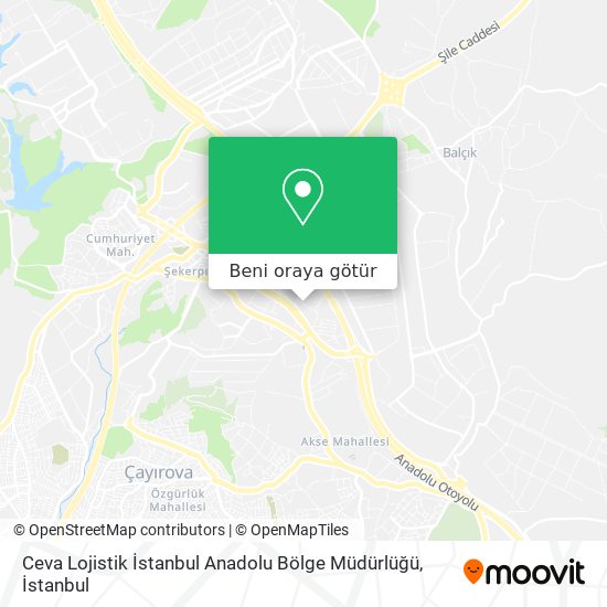 Ceva Lojistik İstanbul Anadolu Bölge Müdürlüğü harita
