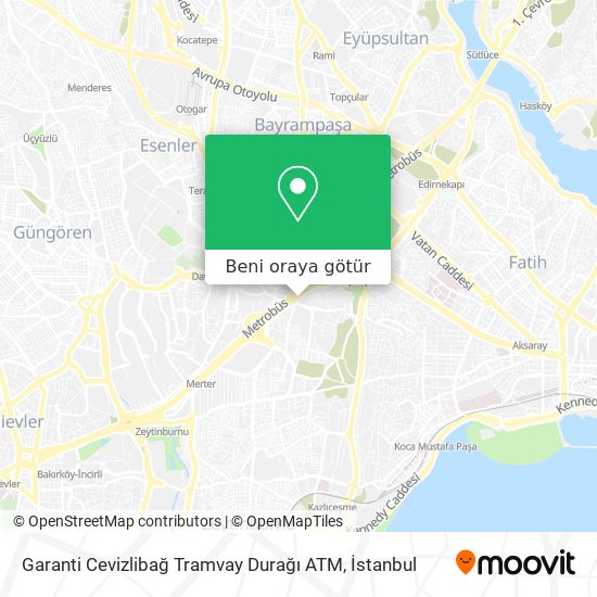 Garanti Cevizlibağ Tramvay Durağı ATM harita