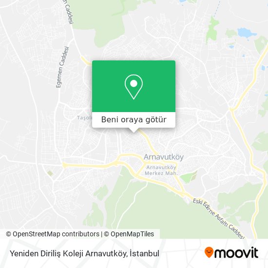 Yeniden Diriliş Koleji Arnavutköy harita