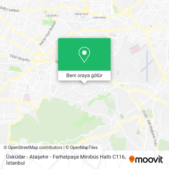 Üsküdar - Ataşehir - Ferhatpaşa Minibüs Hattı C116 harita