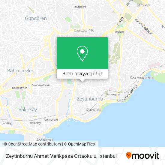 Zeytinburnu Ahmet Vefikpaşa Ortaokulu harita