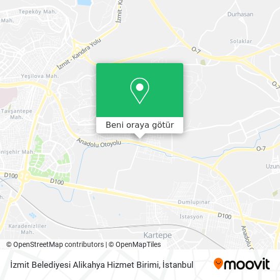 İzmit Belediyesi Alikahya Hizmet Birimi harita