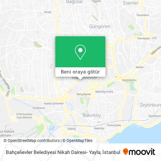 Bahçelievler Belediyesi Nikah Dairesi- Yayla harita