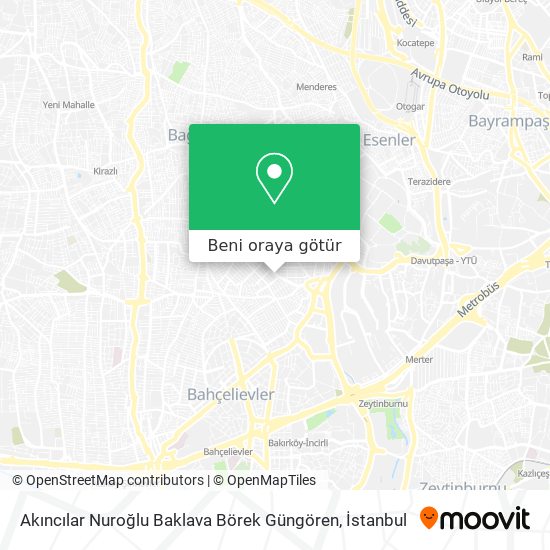 Akıncılar Nuroğlu Baklava Börek Güngören harita