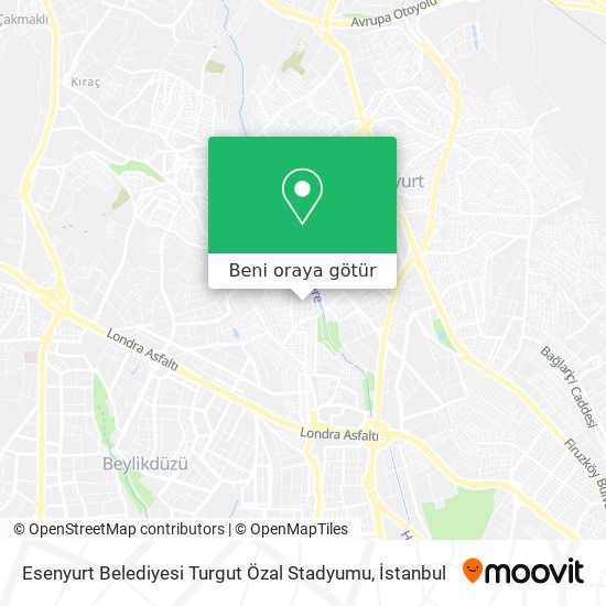 Esenyurt Belediyesi Turgut Özal Stadyumu harita