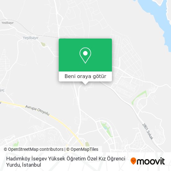 Hadımköy İsegev Yüksek Öğretim Özel Kız Öğrenci Yurdu harita