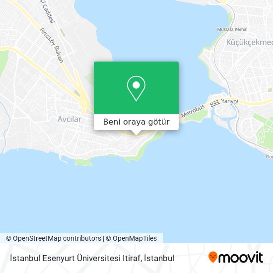 İstanbul Esenyurt Üniversitesi Itiraf harita