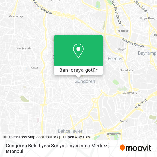 Güngören Belediyesi Sosyal Dayanışma Merkezi harita