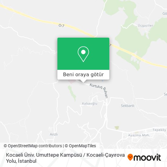 Kocaeli Üniv. Umuttepe Kampüsü / Kocaeli-Çayırova Yolu harita