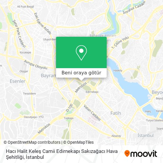 Hacı Halit Keleş Camii Edirnekapı Sakızağacı Hava Şehitliği harita