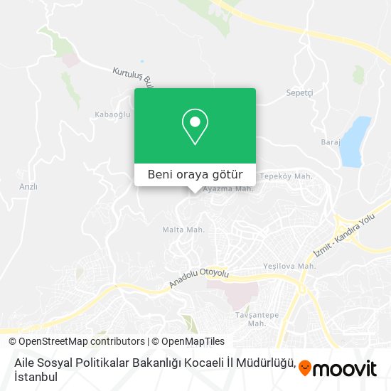 Aile Sosyal Politikalar Bakanlığı Kocaeli İl Müdürlüğü harita