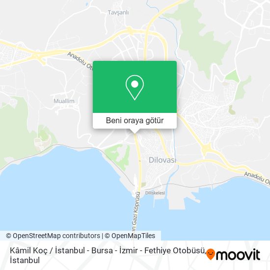 Kâmil Koç / İstanbul - Bursa - İzmir - Fethiye Otobüsü harita