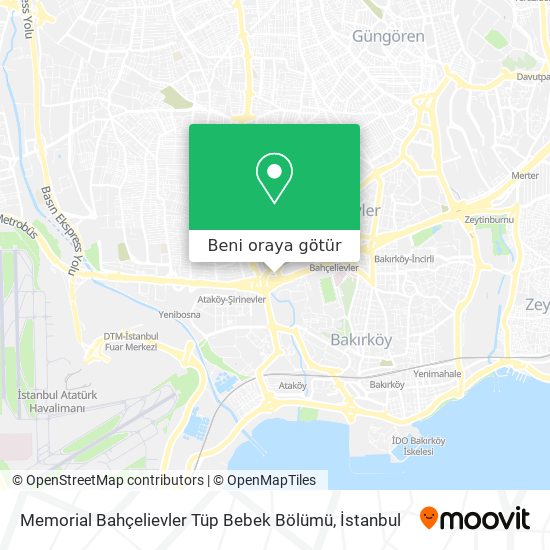 Memorial Bahçelievler Tüp Bebek Bölümü harita