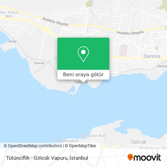 Tütünciflik - Gölcük Vapuru harita