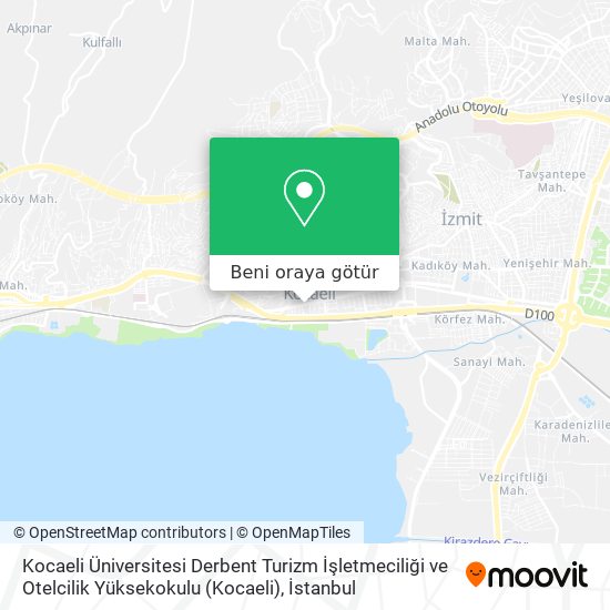 Kocaeli Üniversitesi Derbent Turizm İşletmeciliği ve Otelcilik Yüksekokulu harita