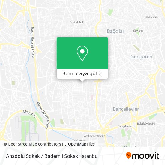 Anadolu Sokak / Bademli Sokak harita
