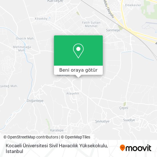 Kocaeli Üniversitesi Sivil Havacılık Yüksekokulu harita