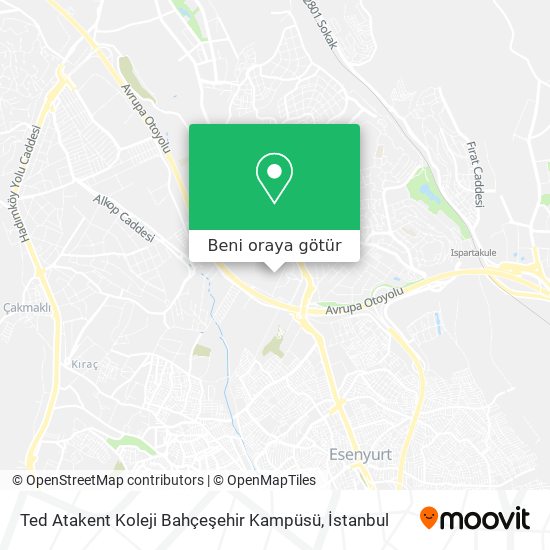 Ted Atakent Koleji Bahçeşehir Kampüsü harita