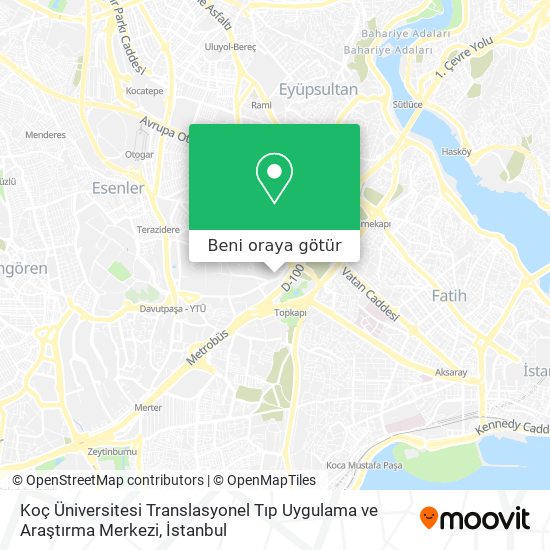 Koç Üniversitesi Translasyonel Tıp Uygulama ve Araştırma Merkezi harita