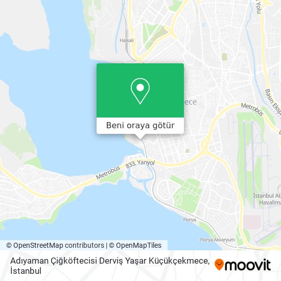 Adıyaman Çiğköftecisi Derviş Yaşar Küçükçekmece harita