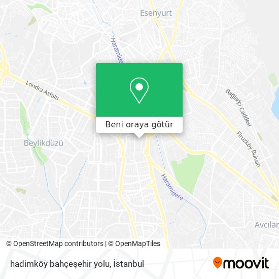 hadimköy bahçeşehir yolu harita